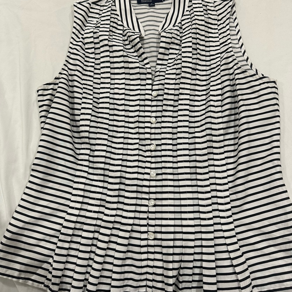 Jones New York Black and White Striped Blouse
